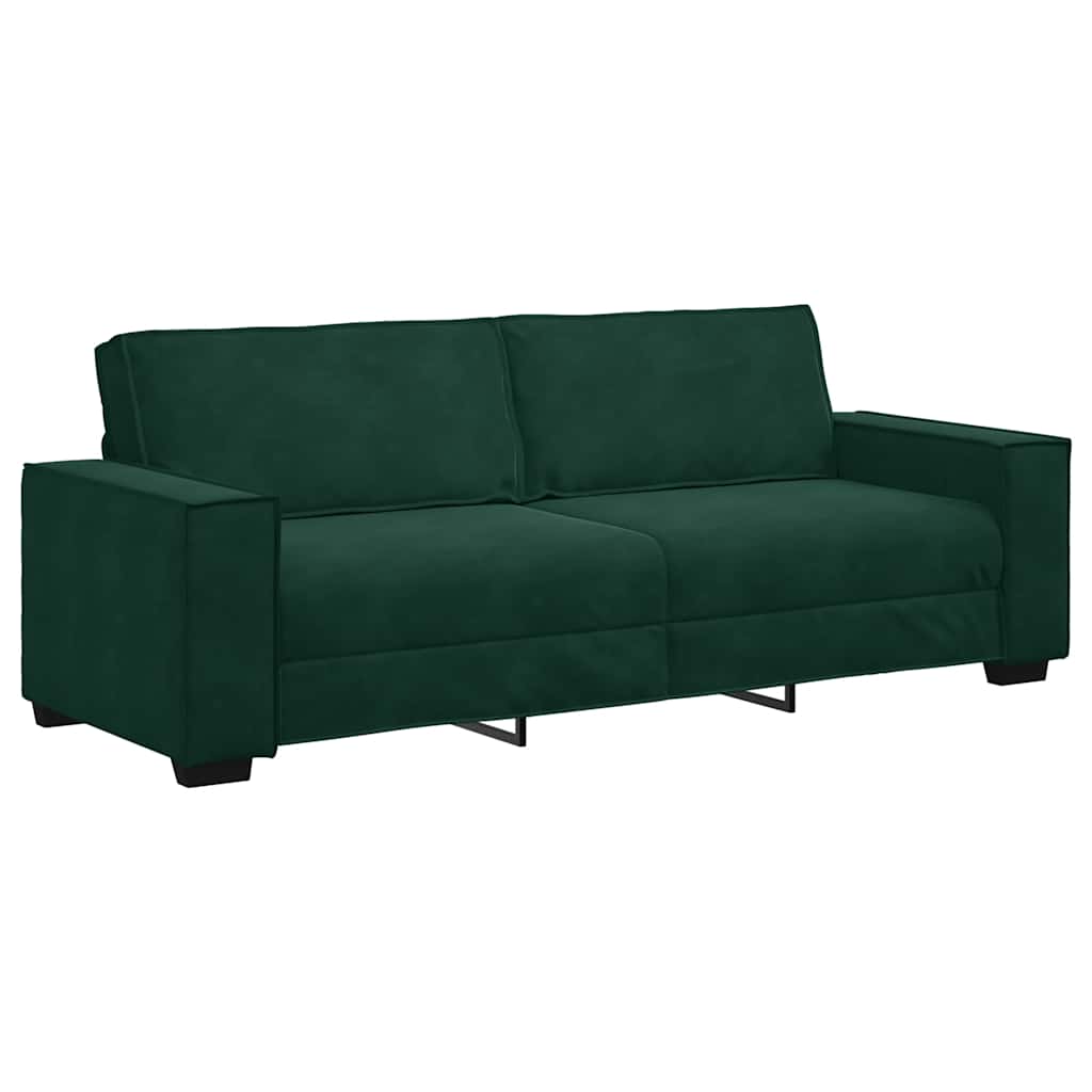 Τριθέσιος Καναπές Σκούρο Πράσινο 220x78x84 εκ. Βελούδο - Pakobazaar