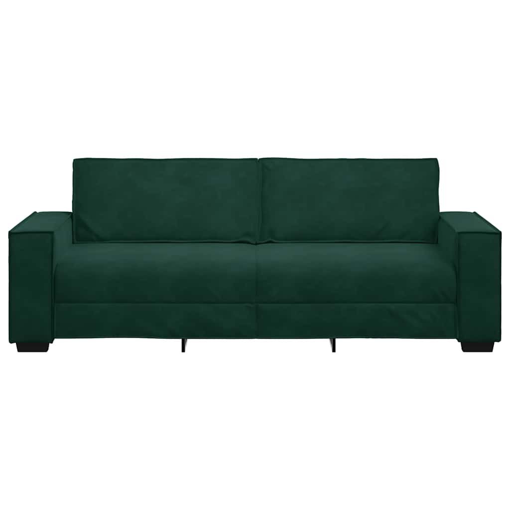 Τριθέσιος Καναπές Σκούρο Πράσινο 220x78x84 εκ. Βελούδο - Pakobazaar