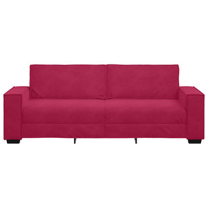 Τριθέσιος Καναπές Κόκκινος Βελούδος 220x78x84 εκ. - Pakobazaar