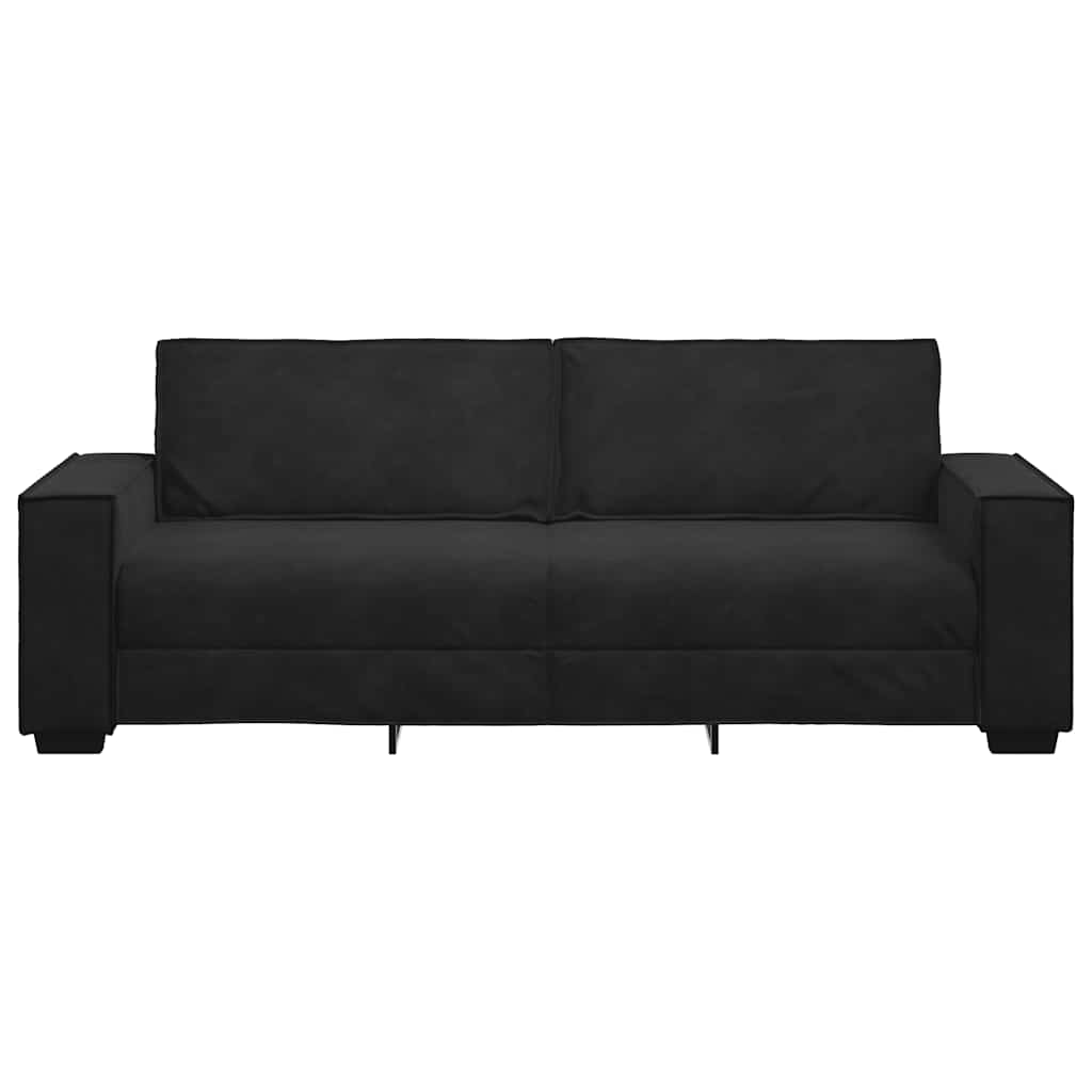 Τριθέσιος Καναπές Μαύρος Βελούδινος 220x78x84 εκ. - Pakobazaar