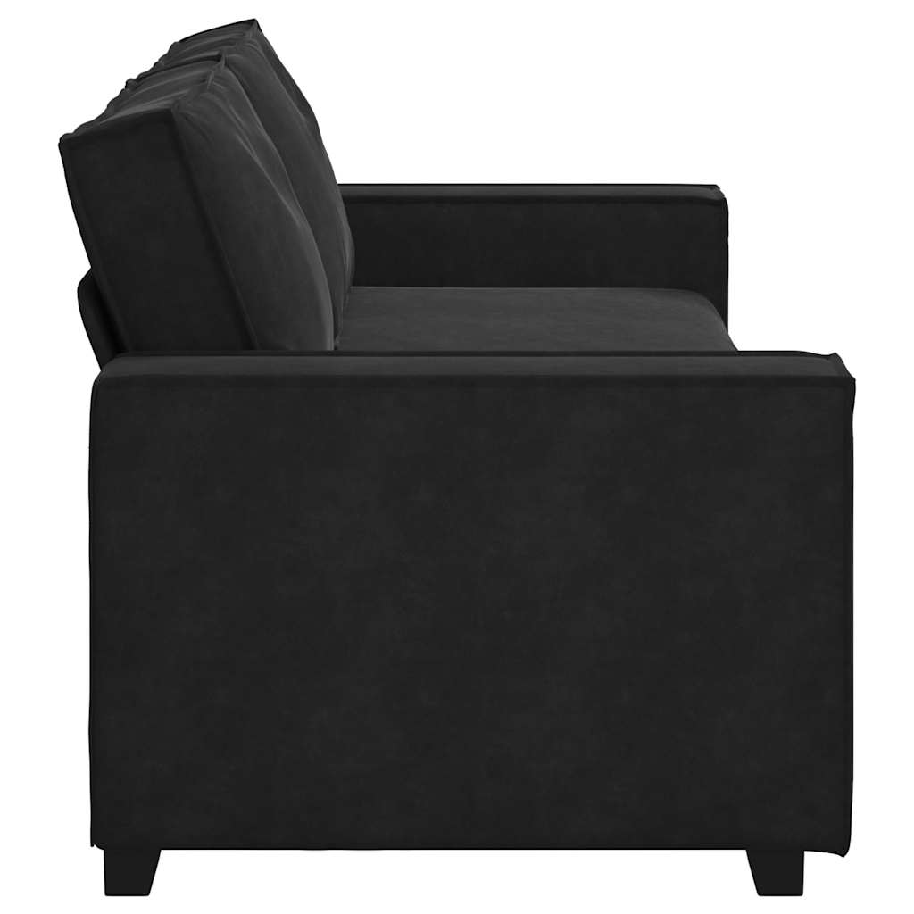 Τριθέσιος Καναπές Μαύρος Βελούδινος 220x78x84 εκ. - Pakobazaar