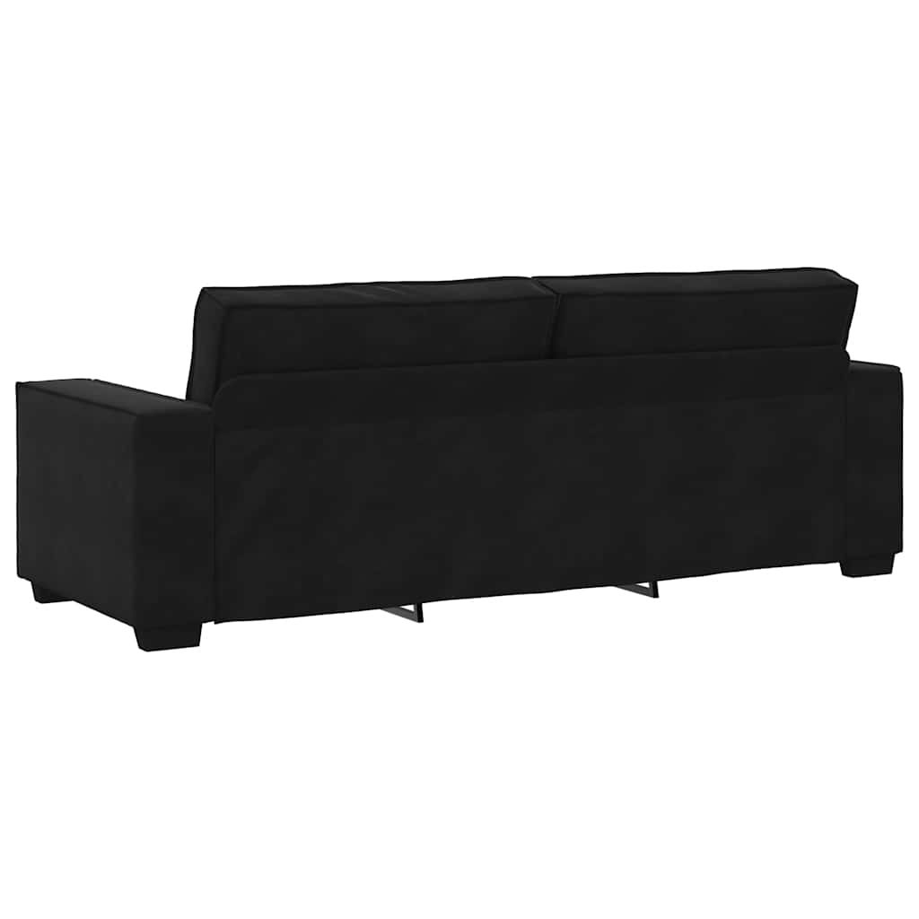 Τριθέσιος Καναπές Μαύρος Βελούδινος 220x78x84 εκ. - Pakobazaar