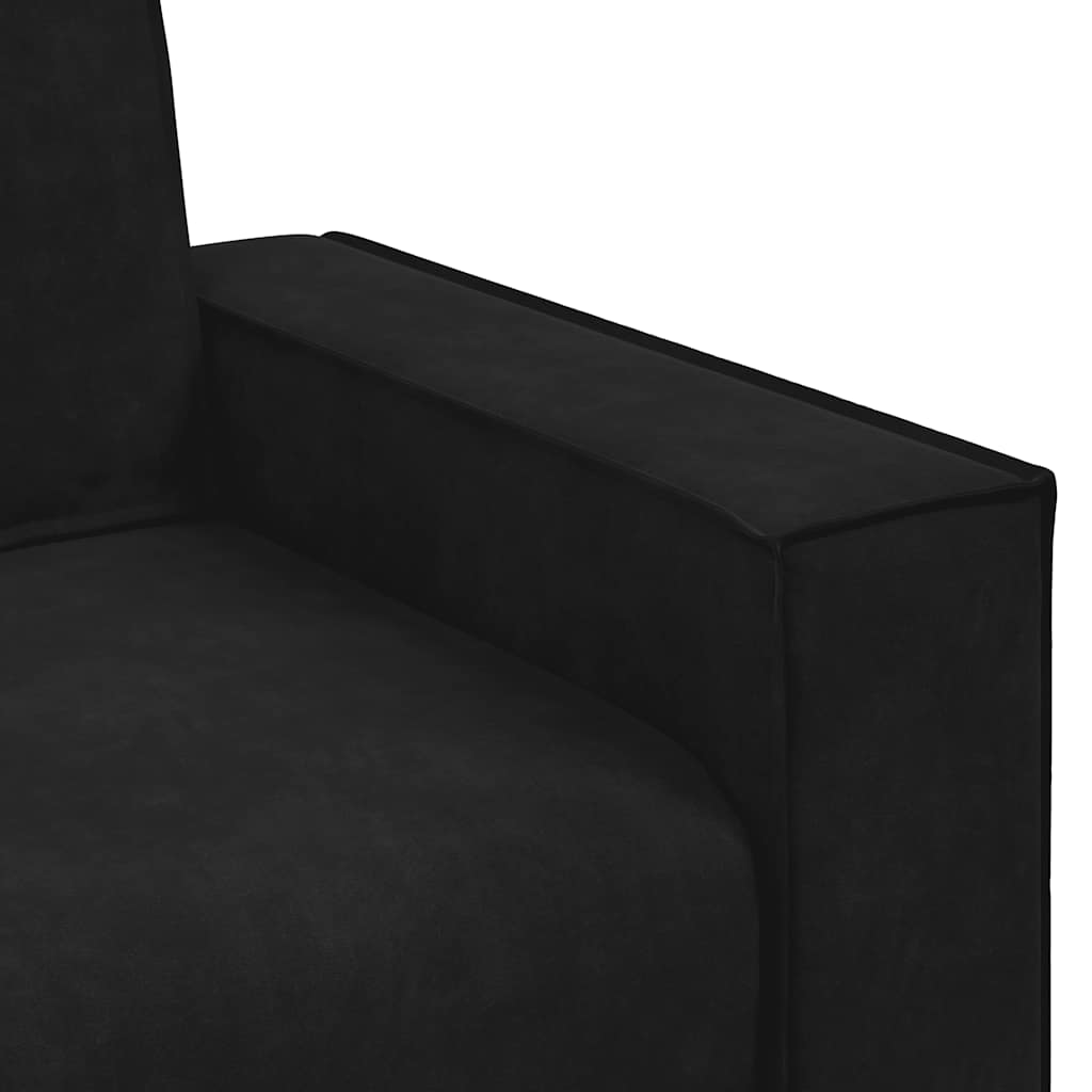Τριθέσιος Καναπές Μαύρος Βελούδινος 220x78x84 εκ. - Pakobazaar
