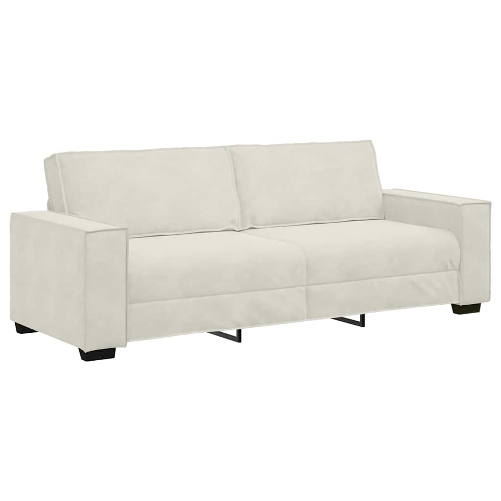 Τριθέσιος Καναπές Κρεμ 220x78x84 εκ. Βελούδος - Pakobazaar