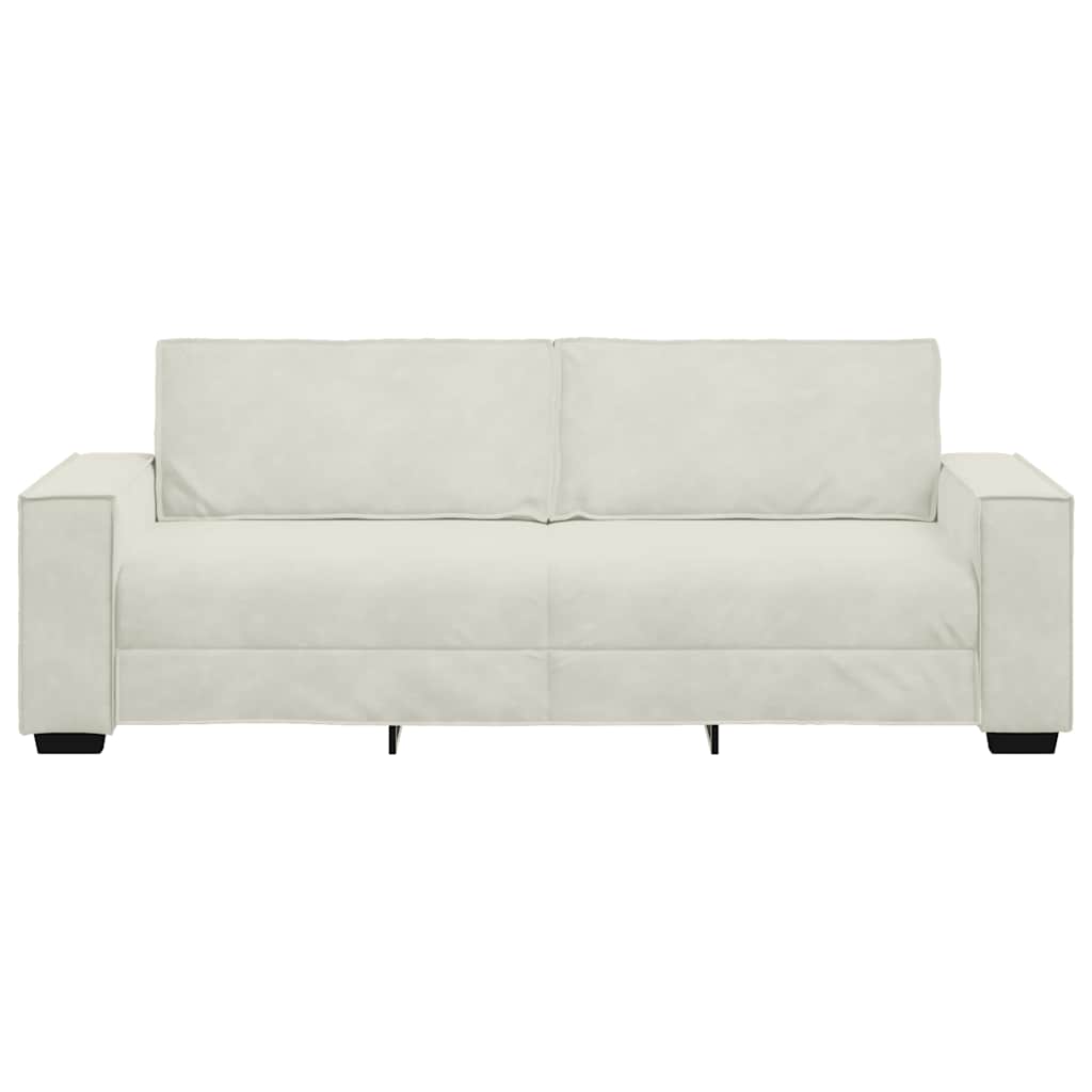 Τριθέσιος Καναπές Κρεμ 220x78x84 εκ. Βελούδος - Pakobazaar
