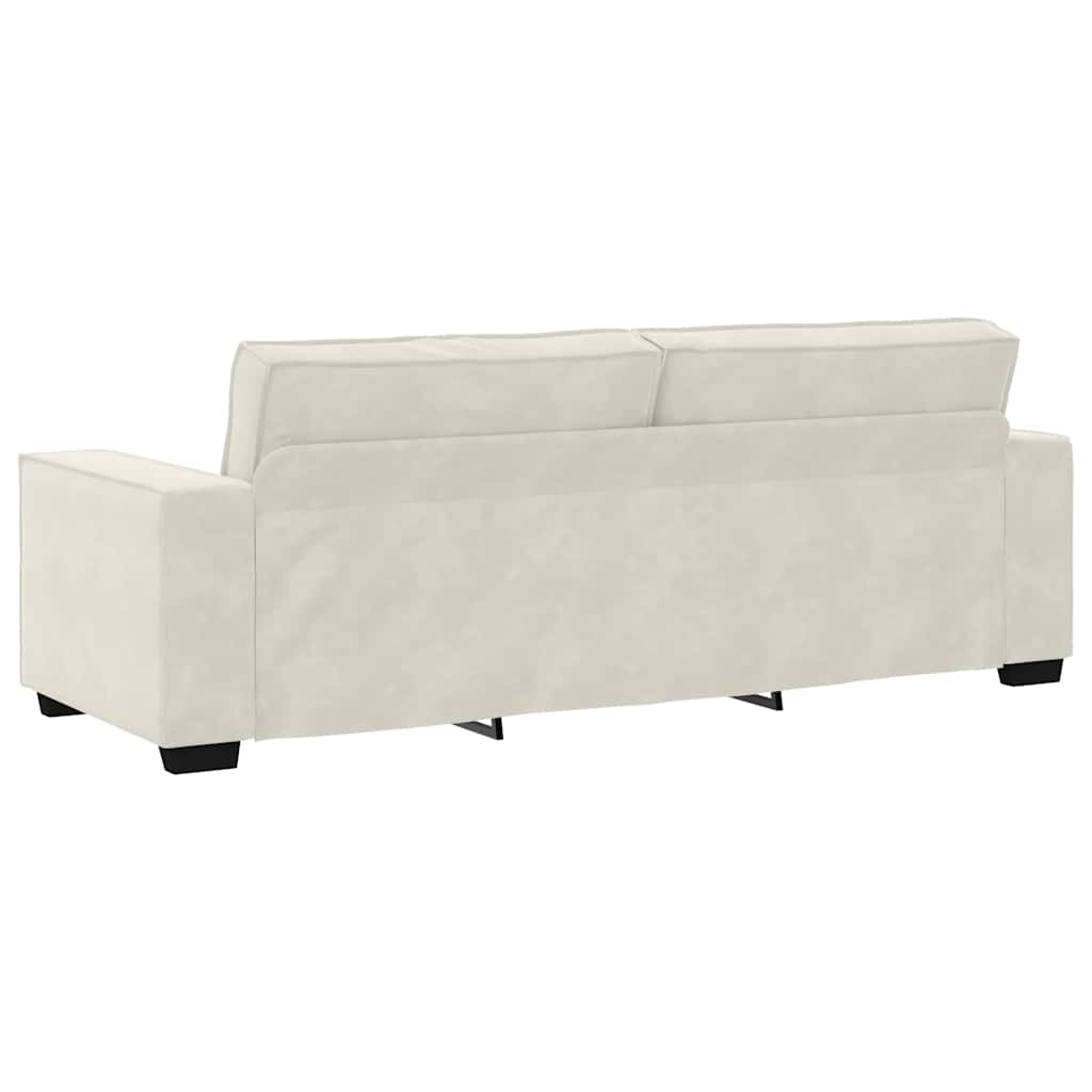 Τριθέσιος Καναπές Κρεμ 220x78x84 εκ. Βελούδος - Pakobazaar