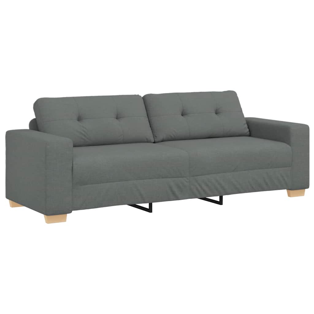 Τριθέσιος Καναπές Σκούρο Γκρι 220x78x80 εκ. Ύφασμα - Pakobazaar