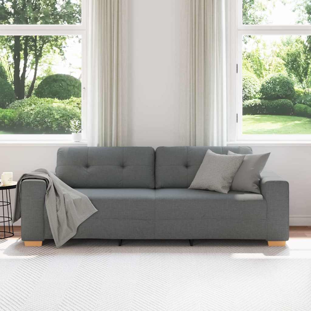 Τριθέσιος Καναπές Σκούρο Γκρι 220x78x80 εκ. Ύφασμα - Pakobazaar