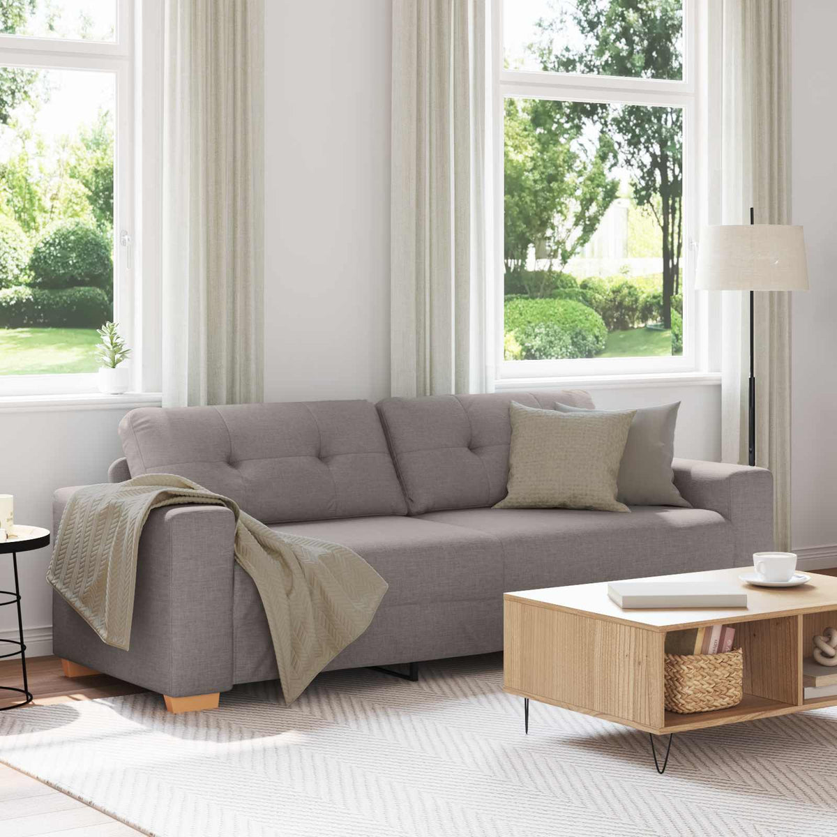3-Θέσιος καναπές Taupe 220 cm ύφασμα - Pakobazaar