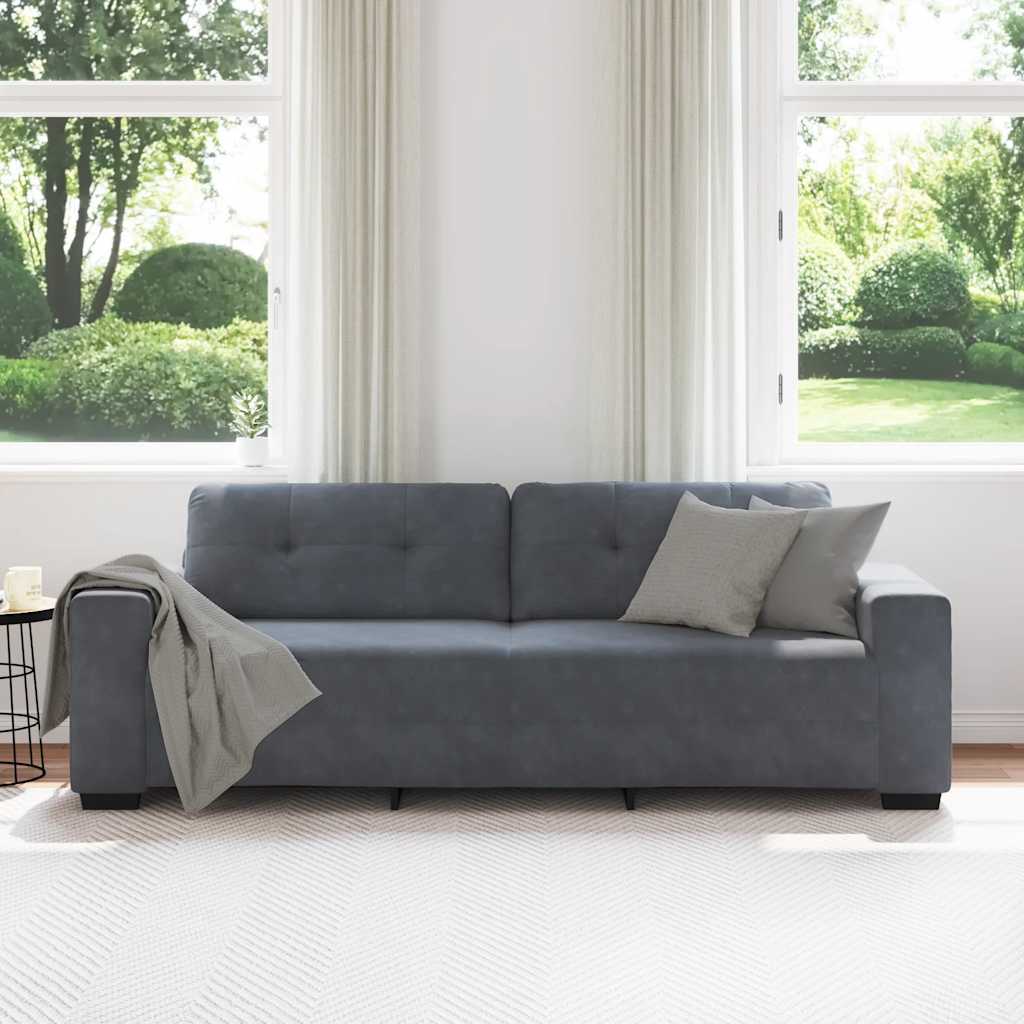 Τριθέσιος Καναπές Σκούρο Γκρι 220x78x80 εκ. Βελούδο - Pakobazaar