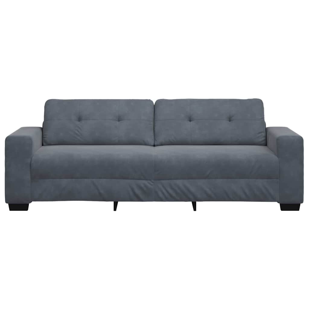 Τριθέσιος Καναπές Σκούρο Γκρι 220x78x80 εκ. Βελούδο - Pakobazaar