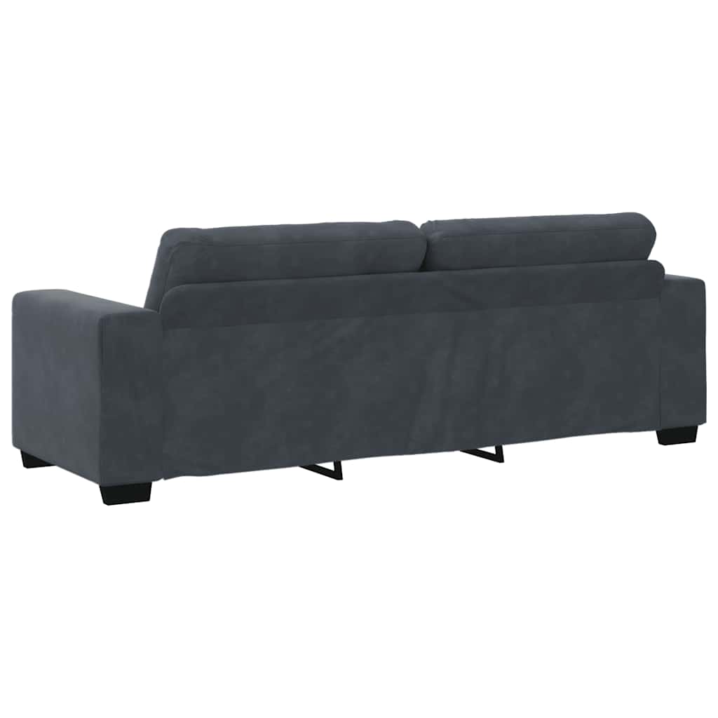 Τριθέσιος Καναπές Σκούρο Γκρι 220x78x80 εκ. Βελούδο - Pakobazaar