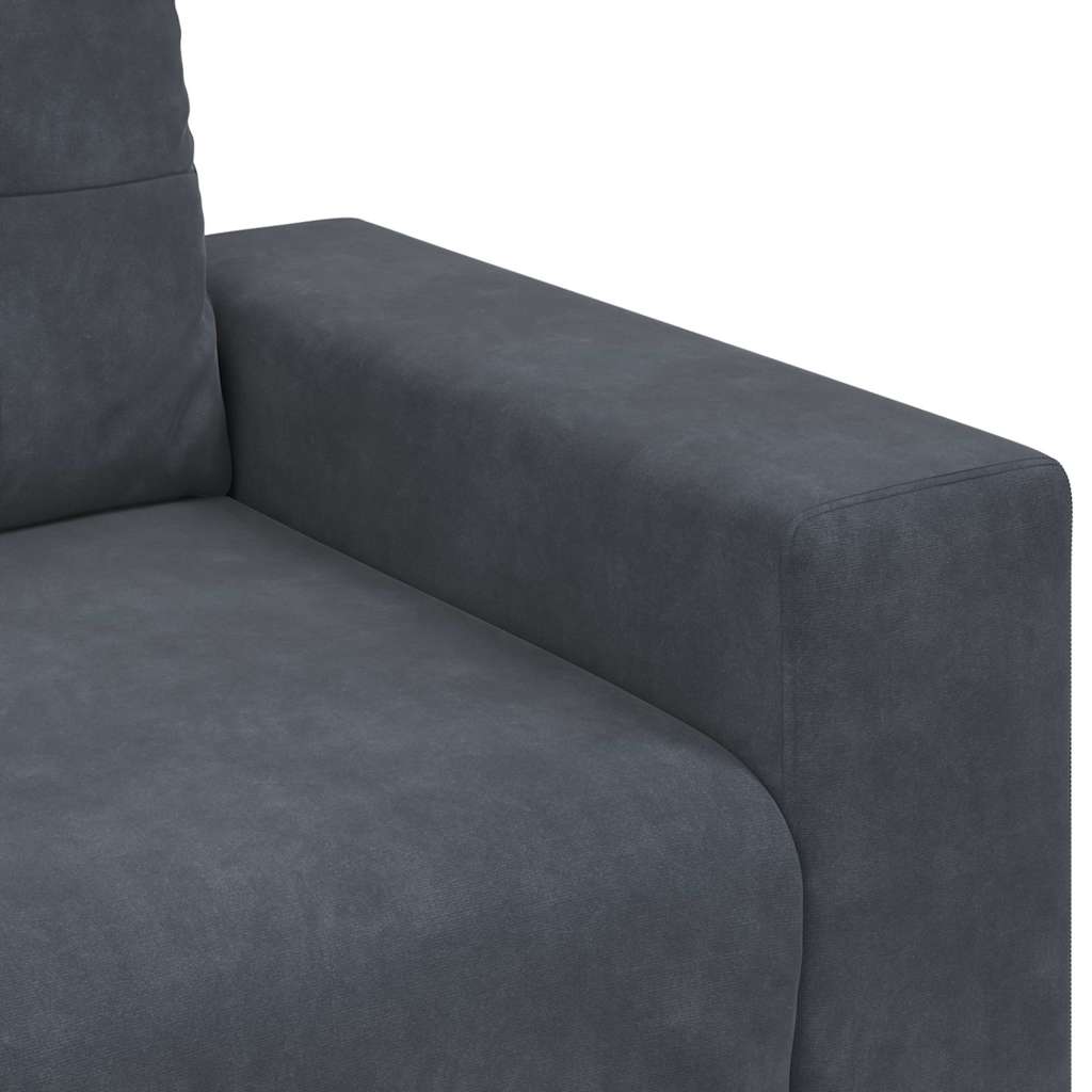 Τριθέσιος Καναπές Σκούρο Γκρι 220x78x80 εκ. Βελούδο - Pakobazaar