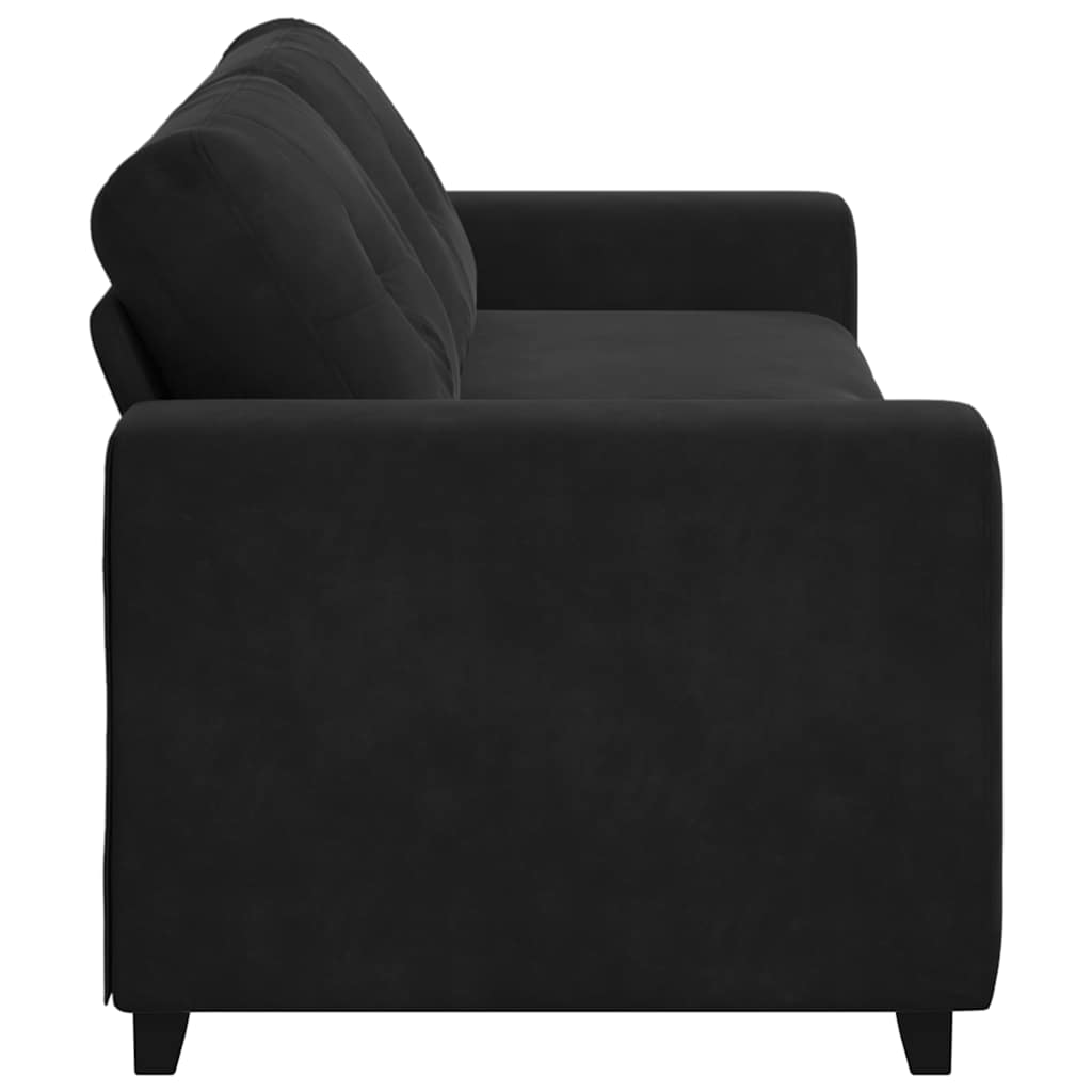 Τριθέσιος Καναπές Μαύρος Βελούδινος 220x78x80 εκ. - Pakobazaar