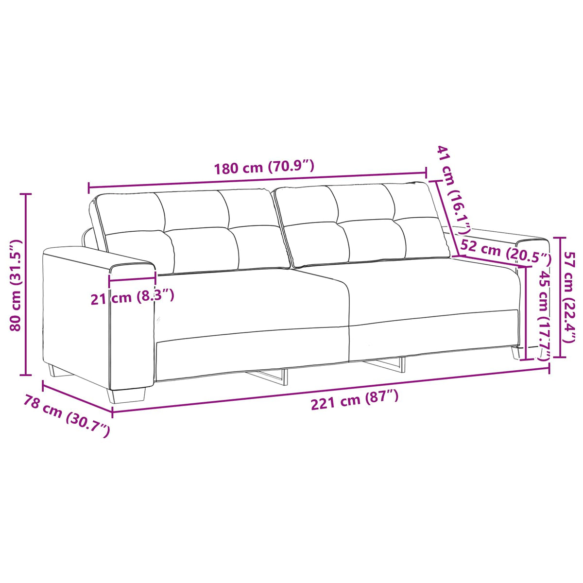 3-Θέσιος καναπές Κίτρινο 220 cm Βελούδο - Pakobazaar