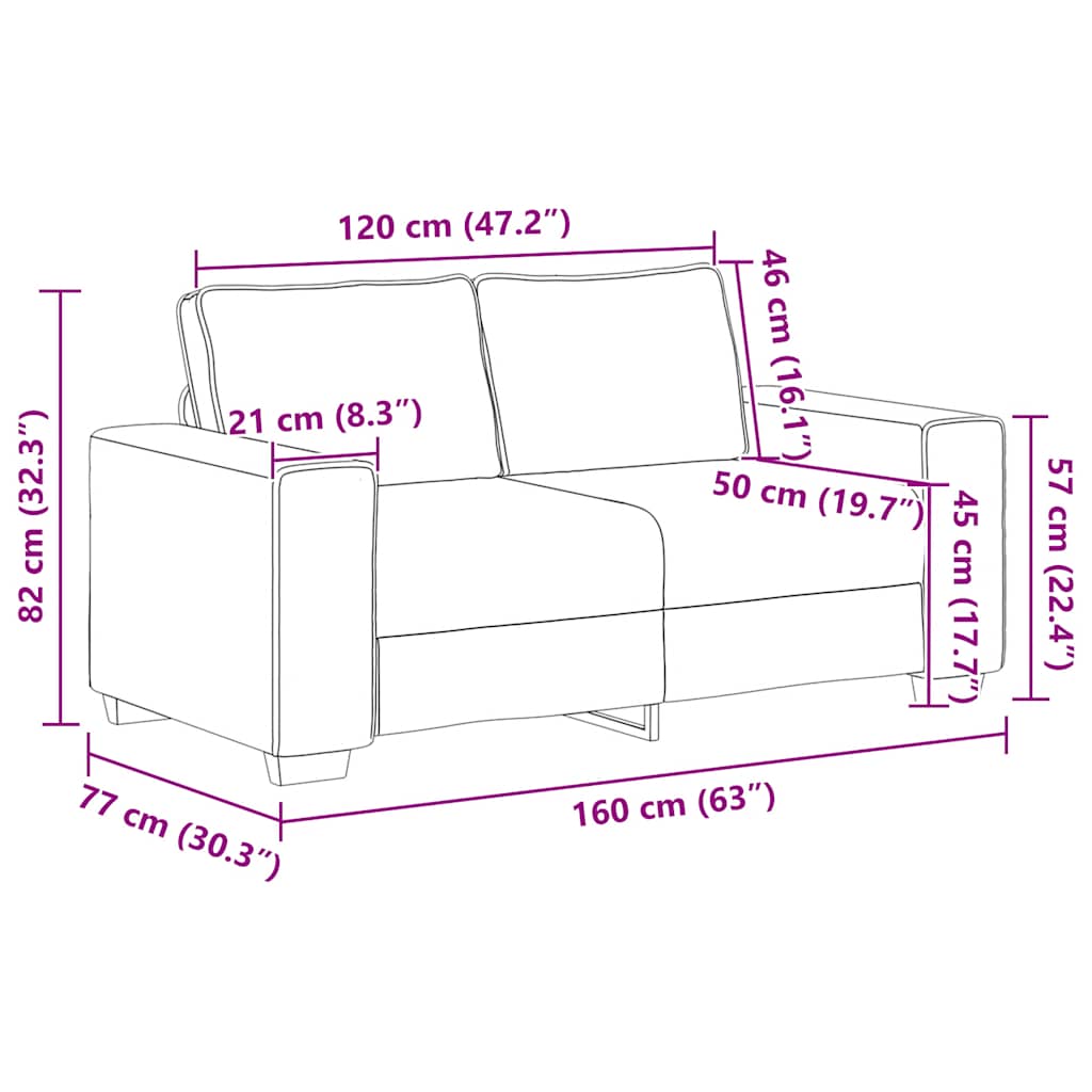 Διθέσιος Καναπές Καφέ 160x77x82 εκ. Ύφασμα - Pakobazaar