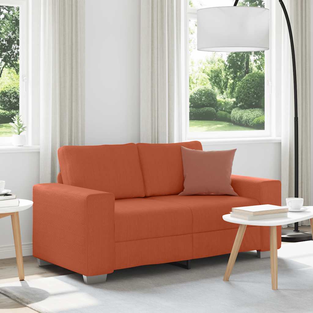 Καναπές Διθέσιος Κόκκινος Πορτοκαλί 160 x 77 x 82 εκ. από Ύφασμα Κοτλέ - Pakobazaar