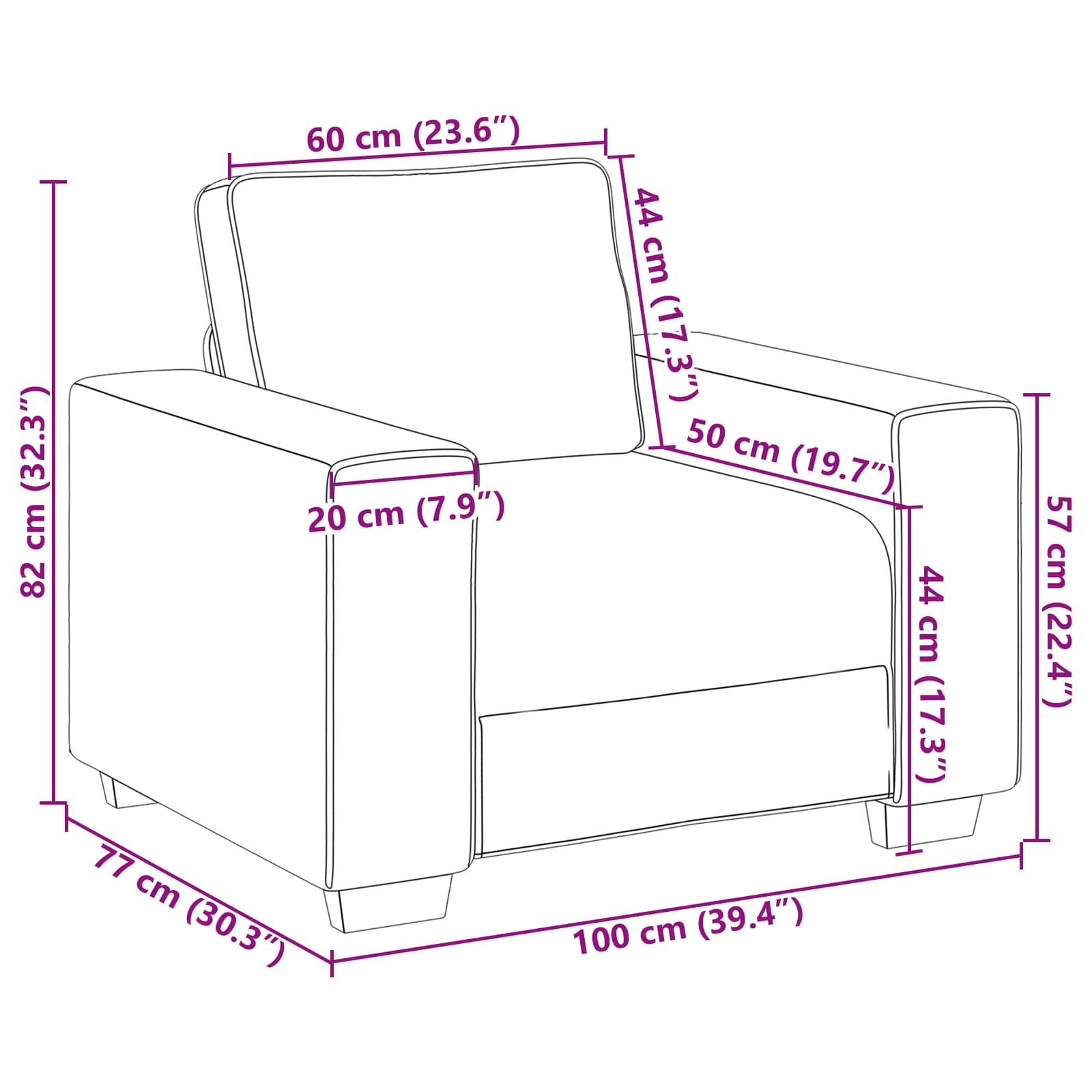 Καναπές Σκούρο Πράσινο 100 x 80 x 82 εκ ύφασμα - Pakobazaar
