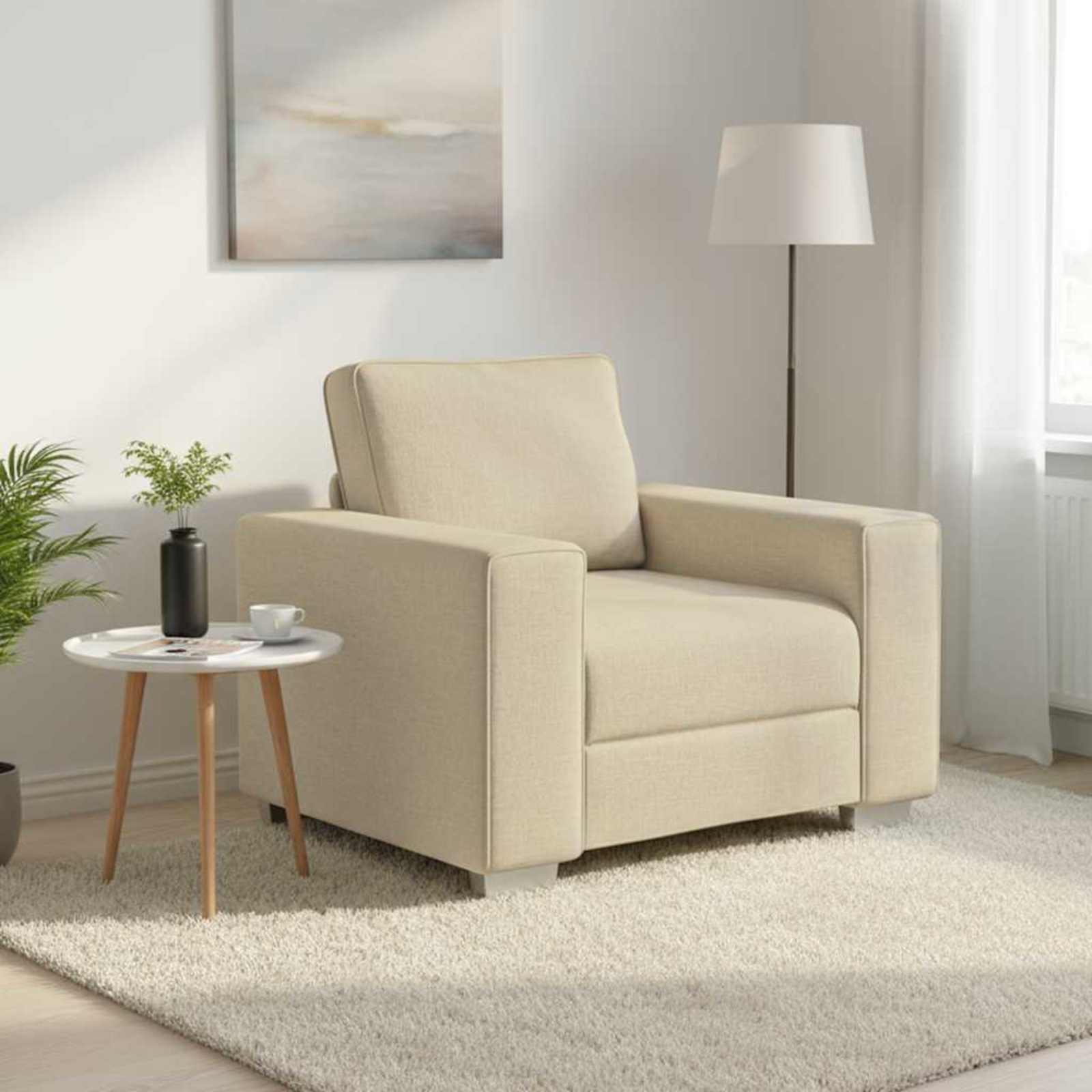 Καναπές Κρεμ 100 x 80 x 82 εκ ύφασμα - Pakobazaar