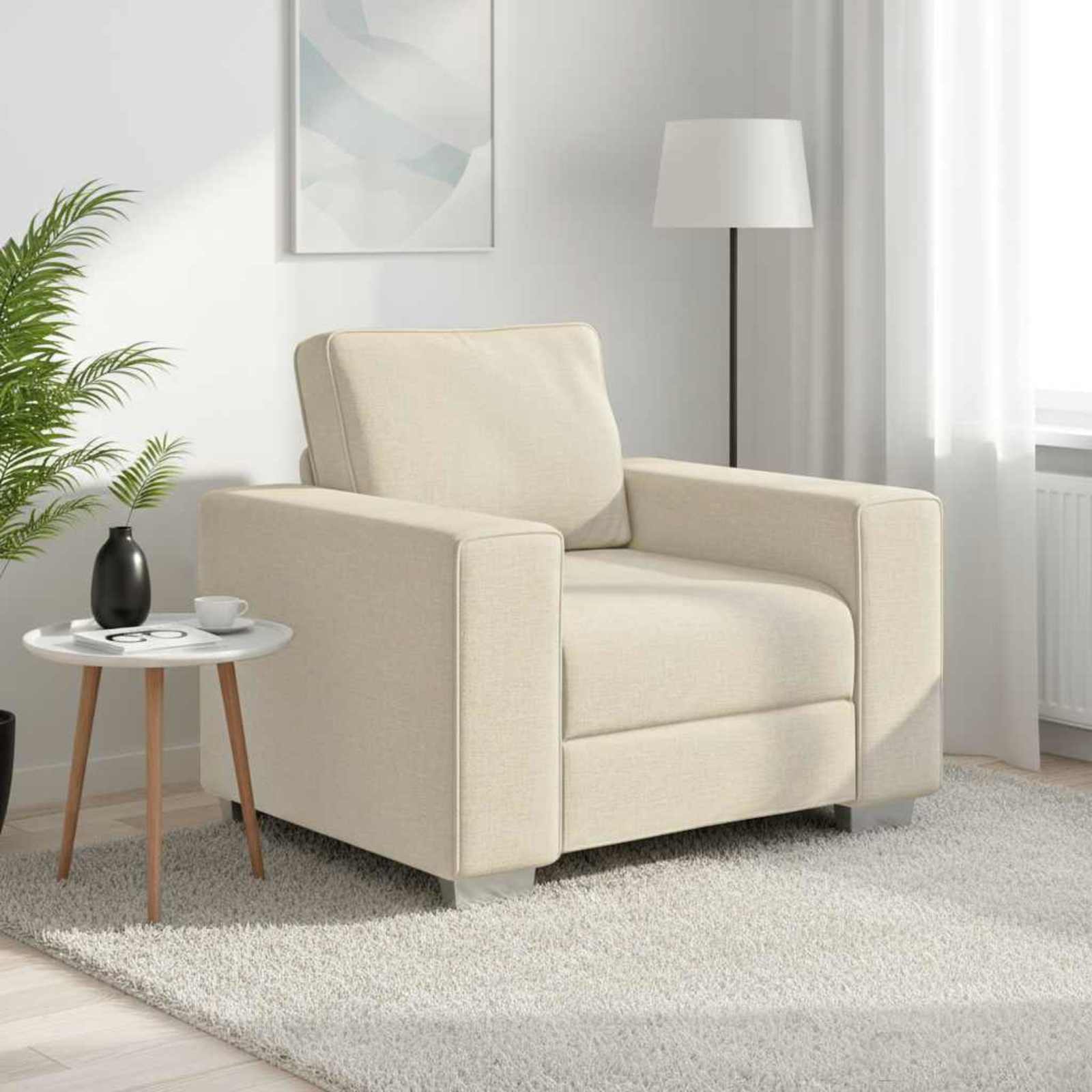 Καναπές Μπεζ 100 x 80 x 82 εκ Ύφασμα μείγματος λινών - Pakobazaar