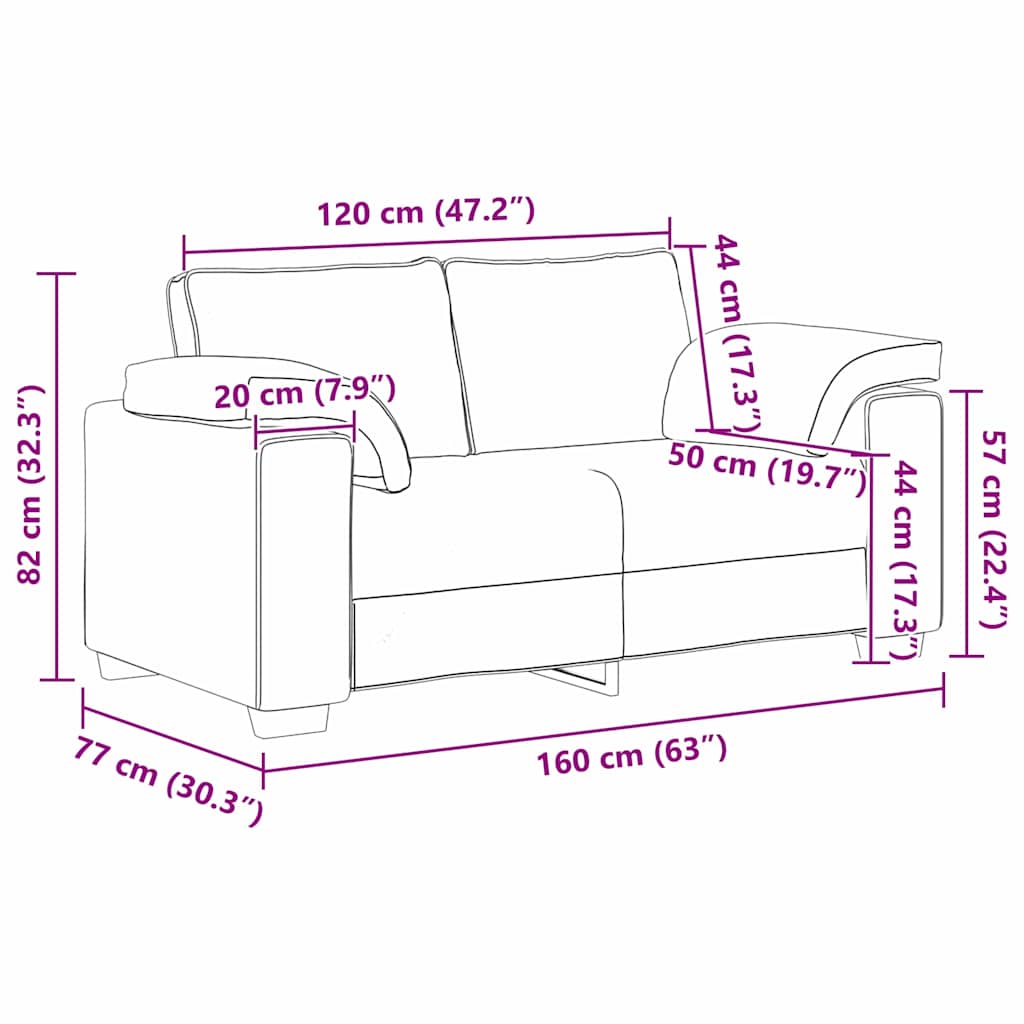 Διθέσιος καναπές Κρεμ 160 cm ύφασμα - Pakobazaar
