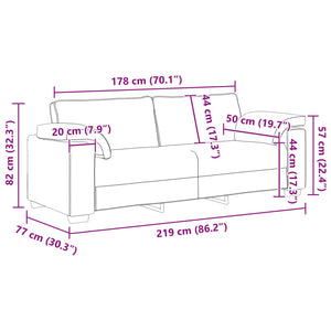 Καναπές Κόκκινο 219 x 80 x 82 εκ ύφασμα - Pakobazaar