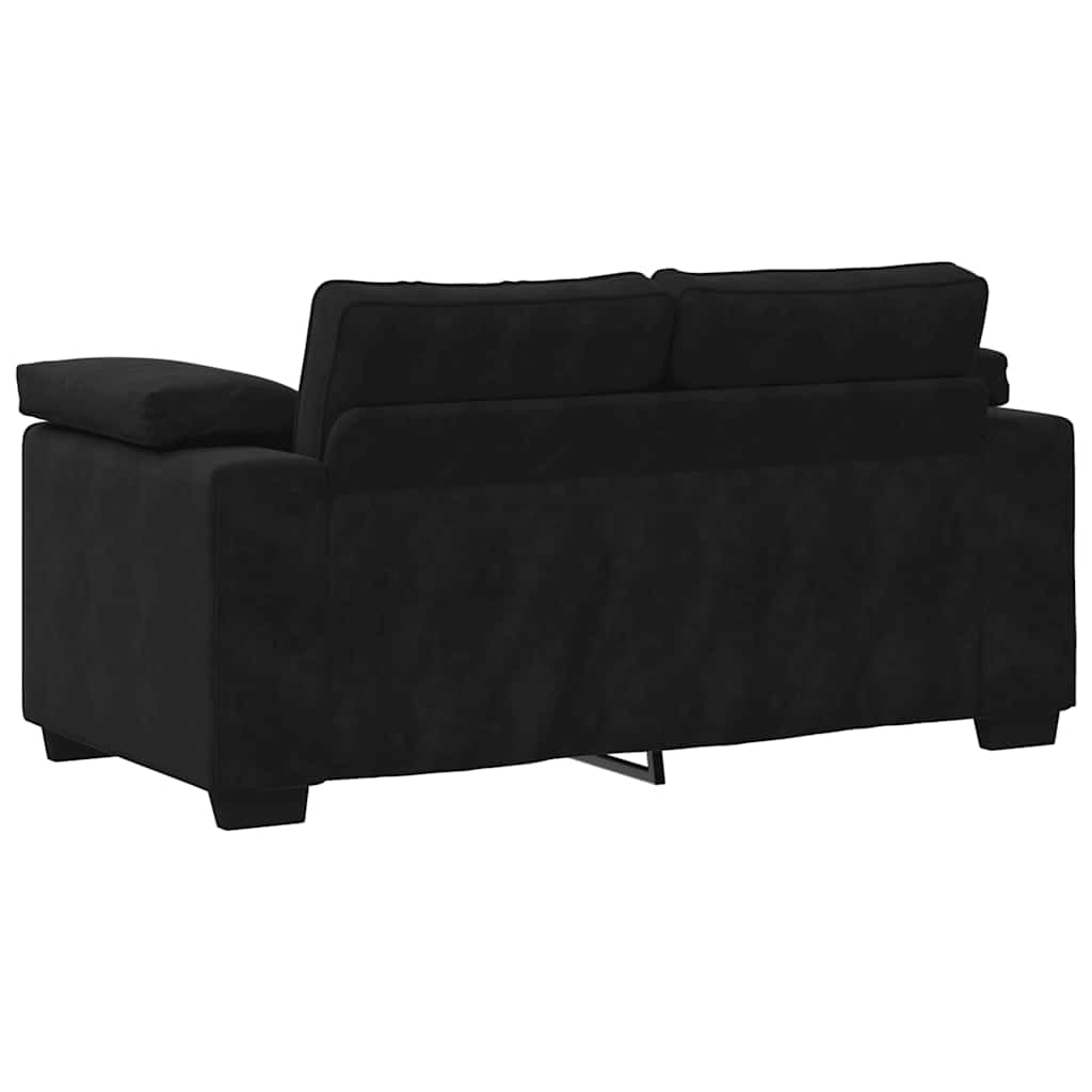 Καναπές Διθέσιος Μαύρος Βελούδινος 160 x 77 x 82 εκ. - Pakobazaar