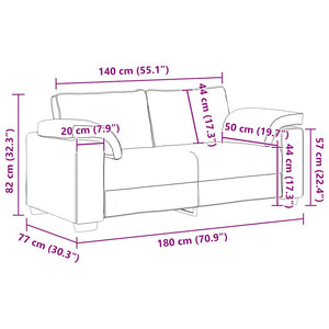 Καναπές Διθέσιος Κόκκινος Βελούδος 180 x 77 x 82 εκ. - Pakobazaar