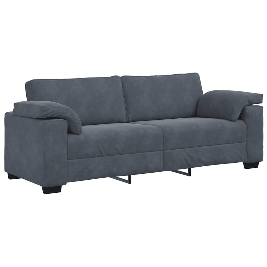 Τριθέσιος Καναπές Σκούρο Γκρι 220x77x82 εκ. Βελούδο - Pakobazaar