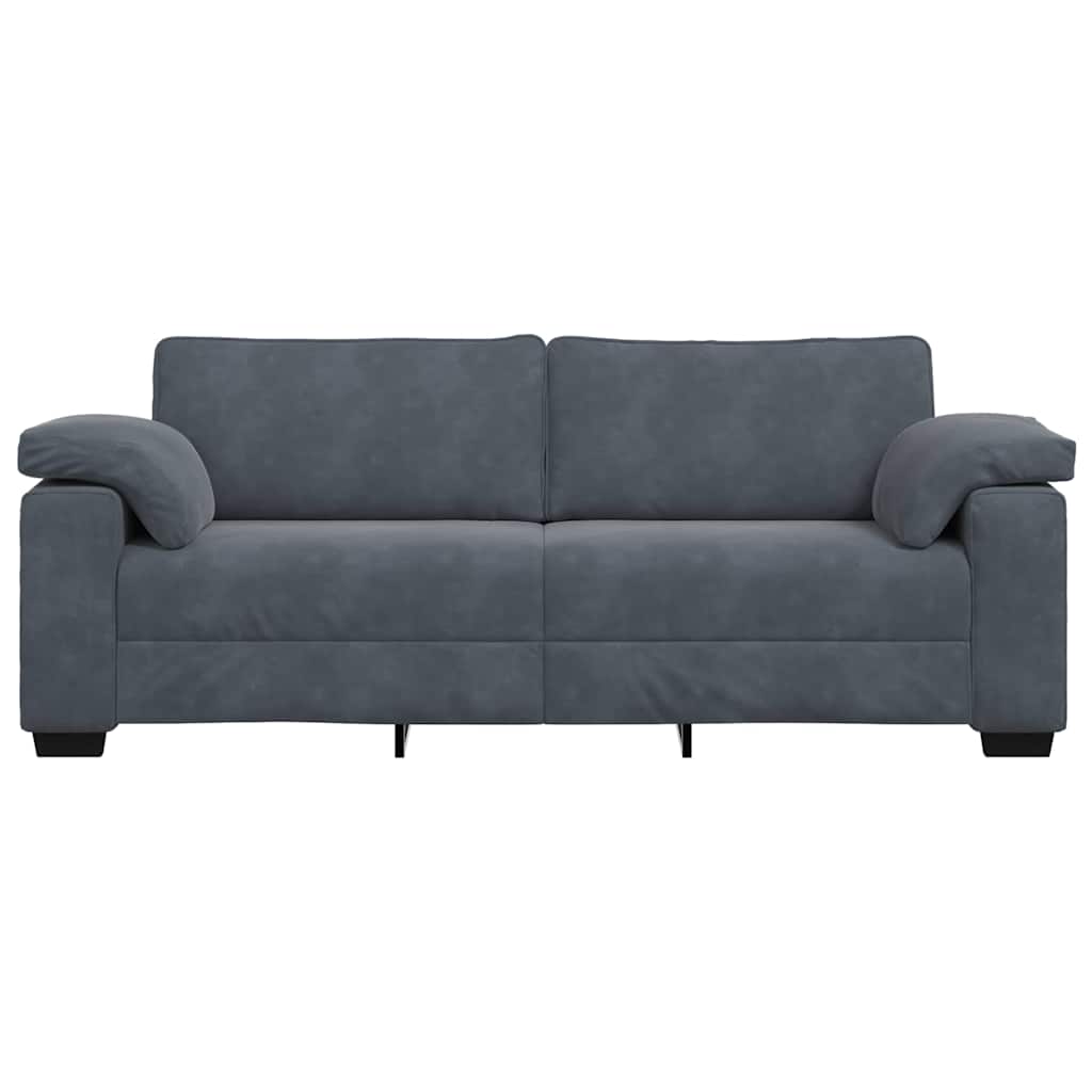 Τριθέσιος Καναπές Σκούρο Γκρι 220x77x82 εκ. Βελούδο - Pakobazaar