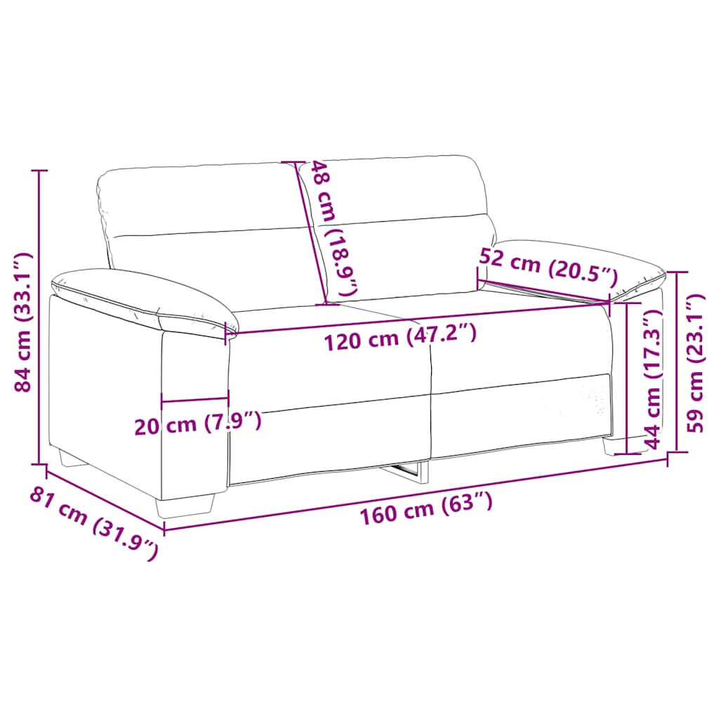 Διθέσιος Καναπές Σκούρο Γκρι 160x81x84 εκ. Ύφασμα - Pakobazaar