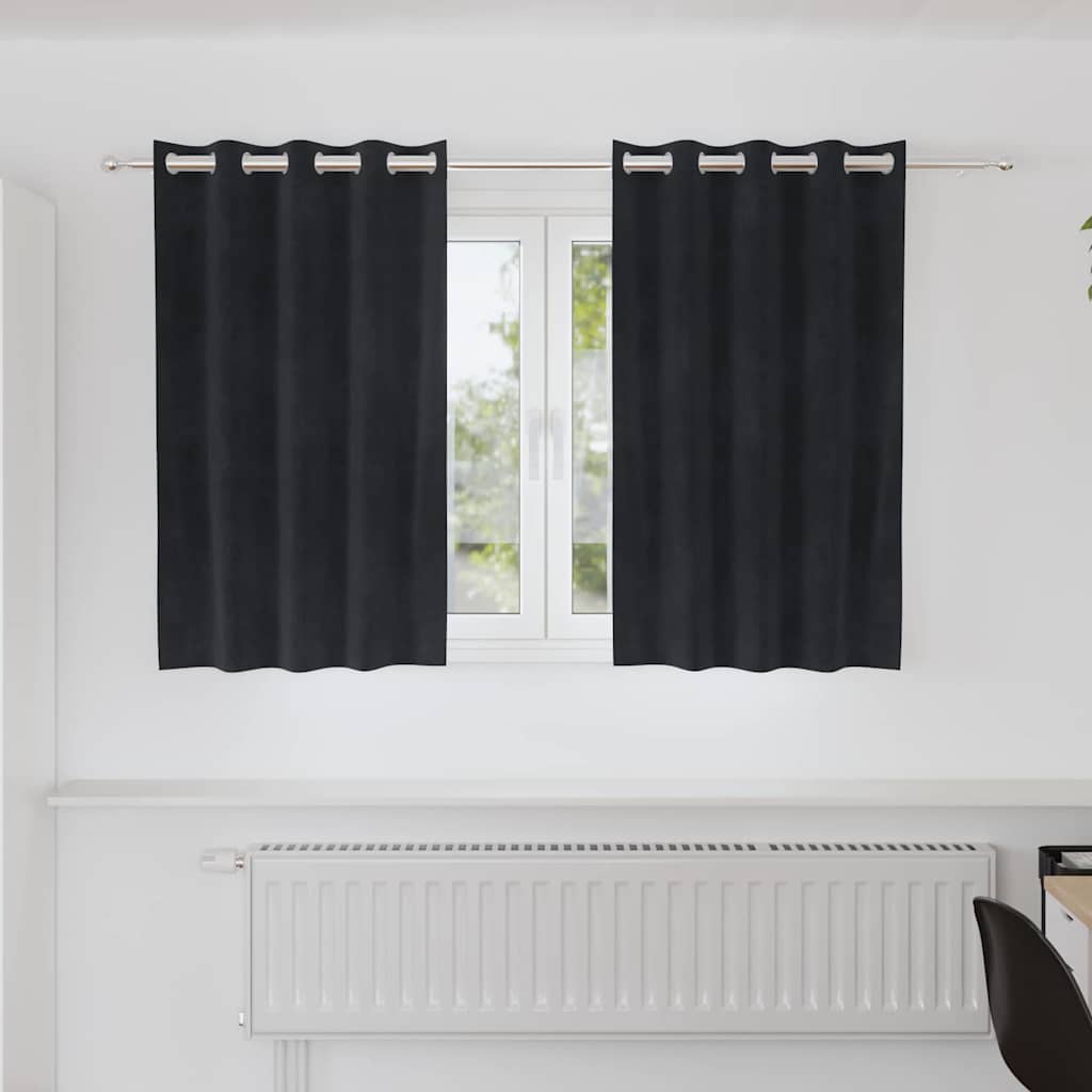 Κουρτίνες συσκότισης 2 pcs Μαύρο 140 x 140 cm Βελούδο - Pakobazaar