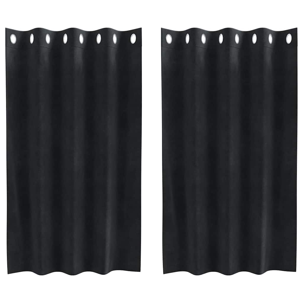 Κουρτίνες συσκότισης 2 pcs Μαύρο 140 x 140 cm Βελούδο - Pakobazaar