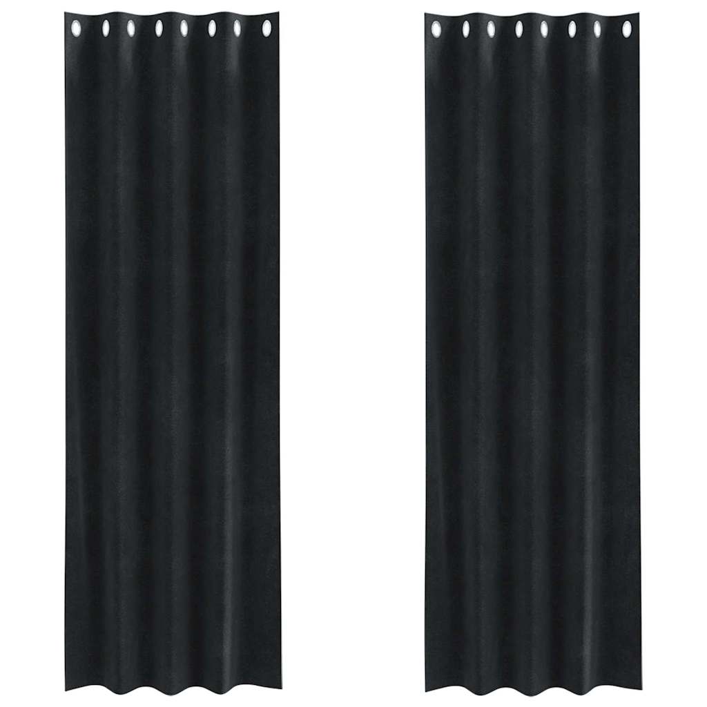 Κουρτίνες συσκότισης 2 pcs Μαύρο 140 x 225 cm Βελούδο