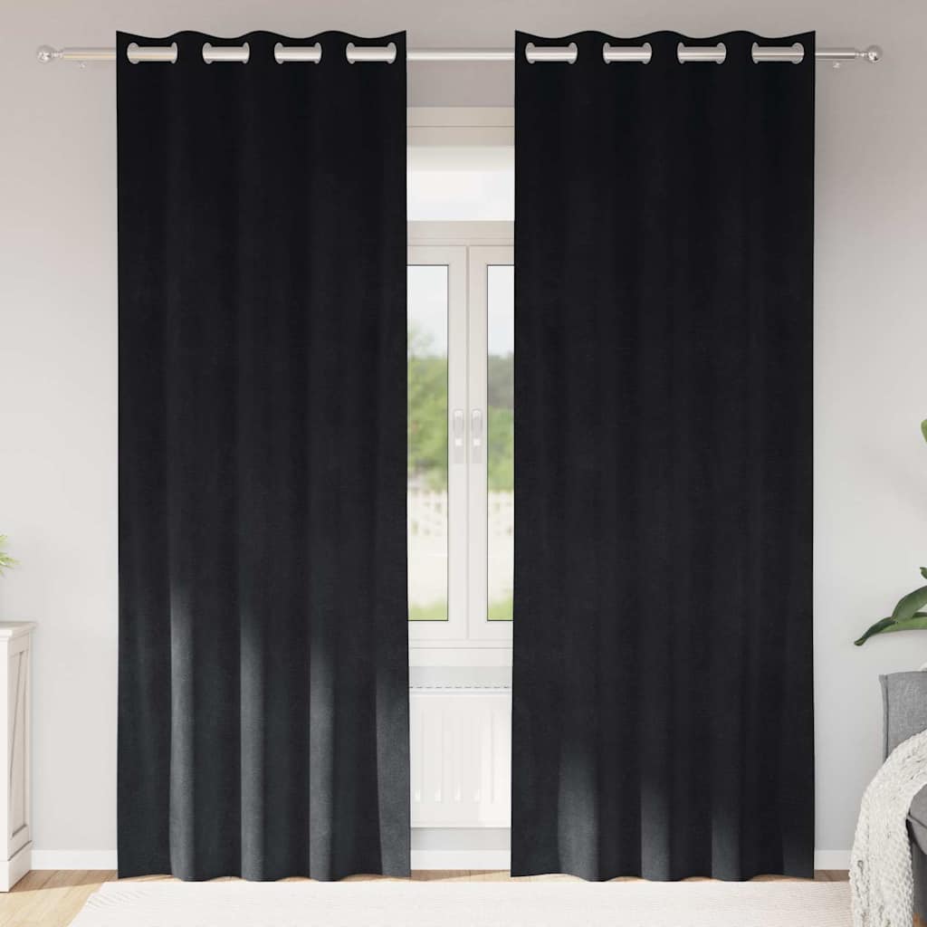 Κουρτίνες συσκότισης 2 pcs Μαύρο 140 x 245 cm Βελούδο - Pakobazaar