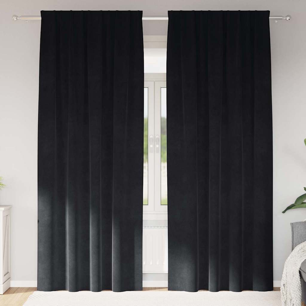 Κουρτίνες συσκότισης 2 pcs Μαύρο 140 x 260 cm Βελούδο