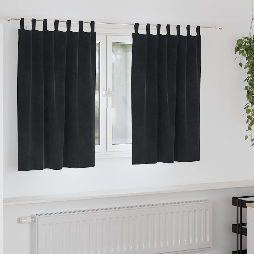 Κουρτίνες συσκότισης 2 pcs Μαύρο 140 x 140 cm Βελούδο