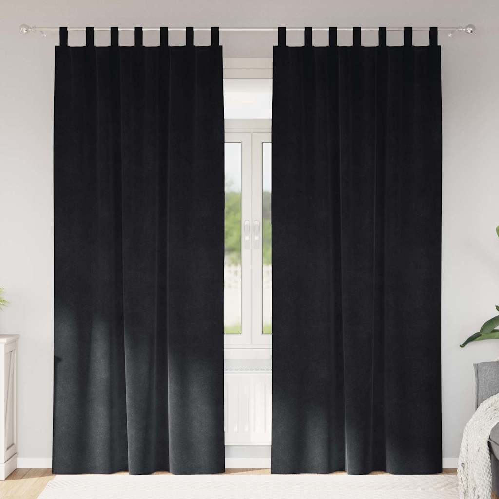 Κουρτίνες συσκότισης 2 pcs Μαύρο 140 x 245 cm Βελούδο - Pakobazaar