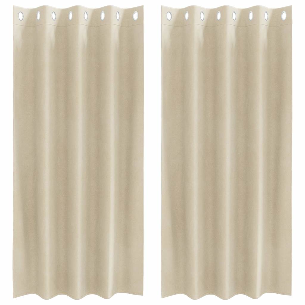 Κουρτίνες συσκότισης 2 pcs Κρεμ 140 x 175 cm Βελούδο