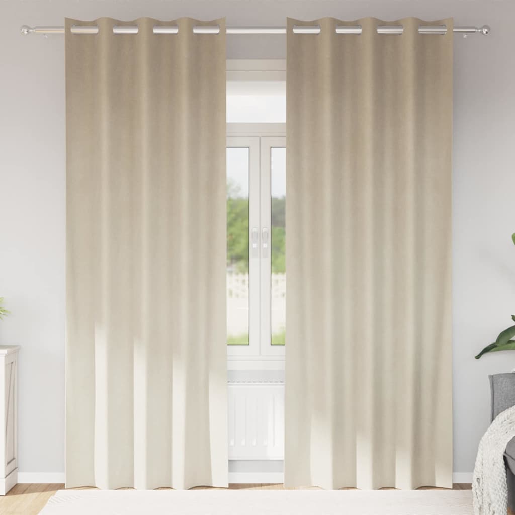 Κουρτίνες συσκότισης 2 τμχ. Κρεμ 140 x 260 cm Βελούδο