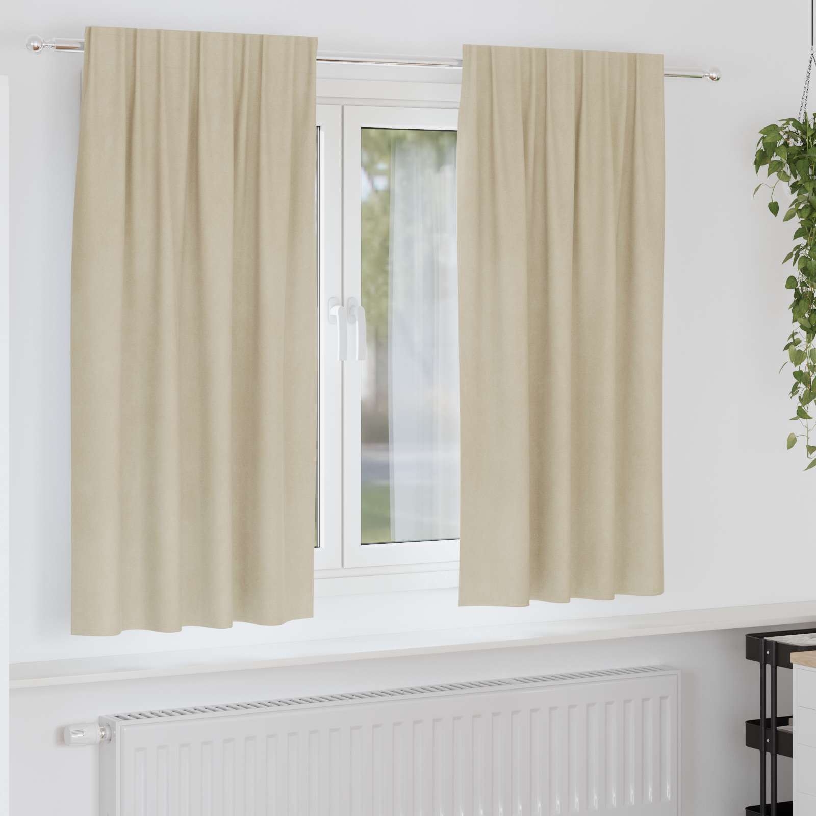 Κουρτίνες συσκότισης 2 pcs Κρεμ 140 x 175 cm Βελούδο - Pakobazaar