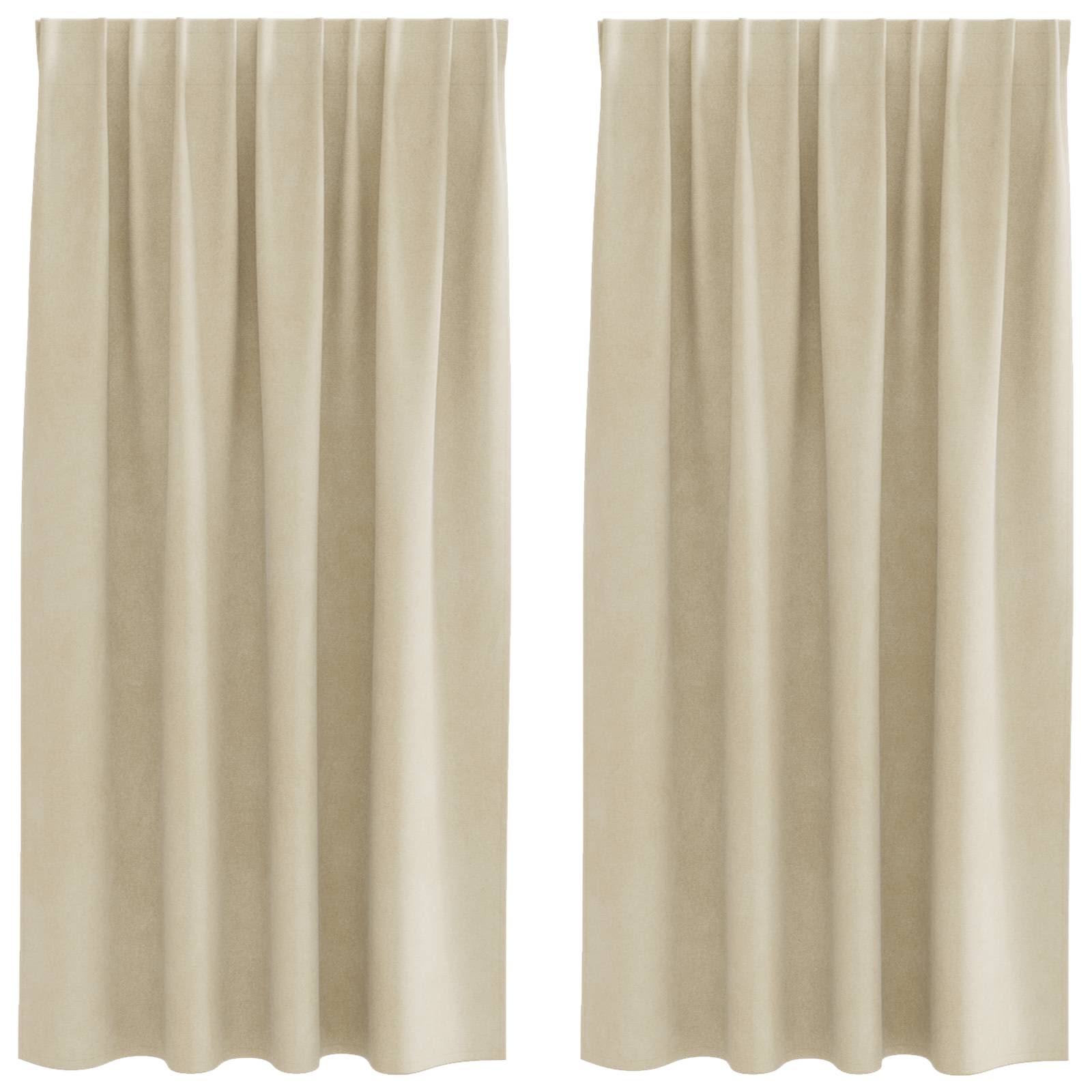 Κουρτίνες συσκότισης 2 pcs Κρεμ 140 x 175 cm Βελούδο - Pakobazaar