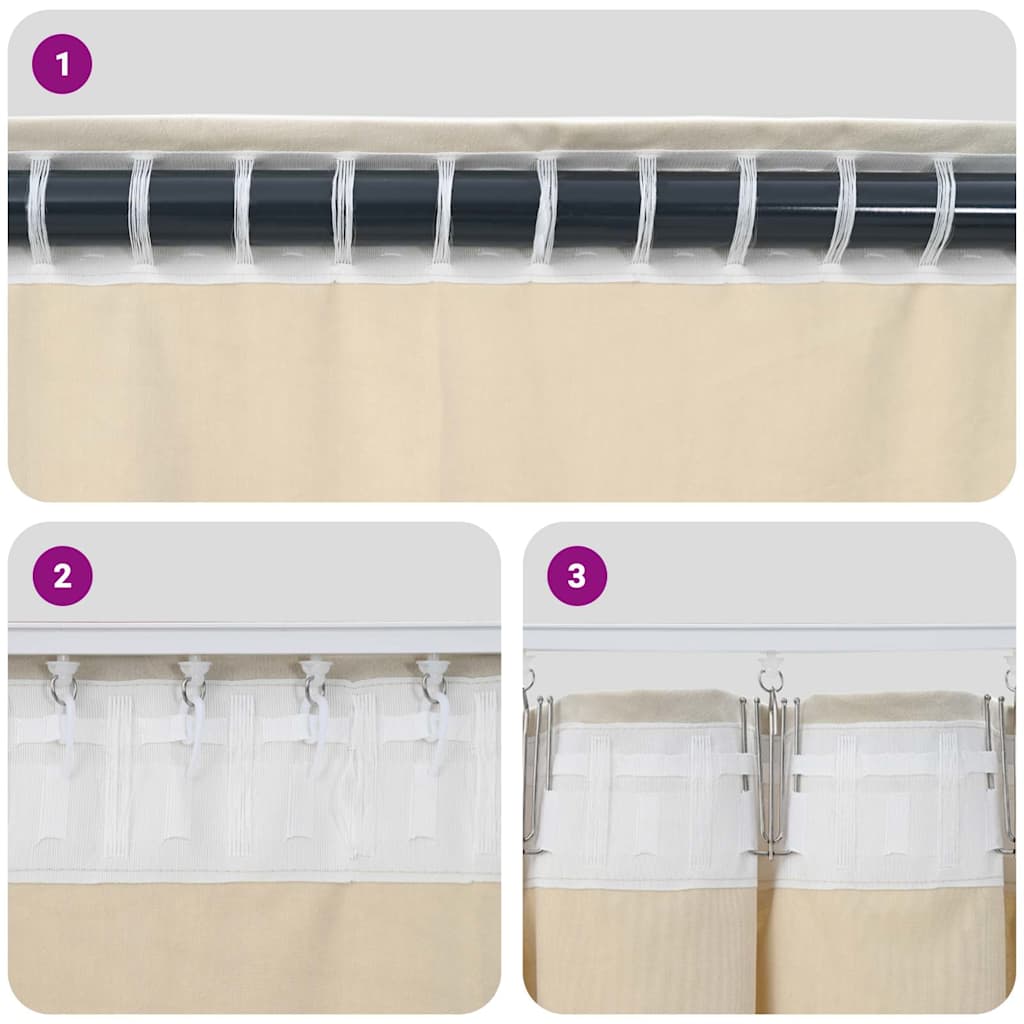 Κουρτίνες συσκότισης 2 pcs Κρεμ 140 x 225 cm Βελούδο