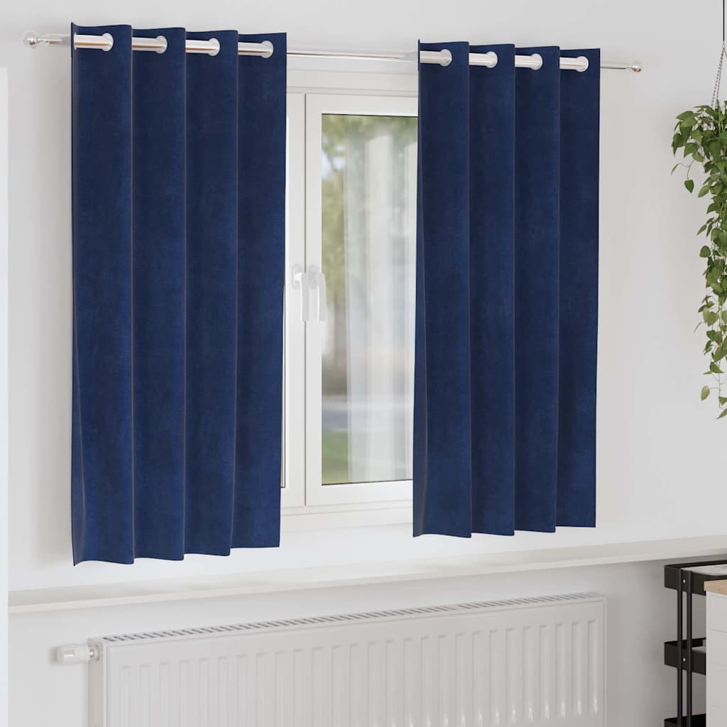 Κουρτίνες συσκότισης 2 pcs Σκούρο Μπλε 140 x 175 cm Βελούδο