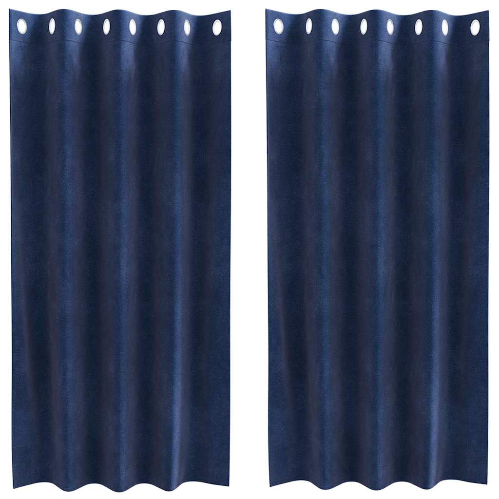 Κουρτίνες συσκότισης 2 pcs Σκούρο Μπλε 140 x 175 cm Βελούδο