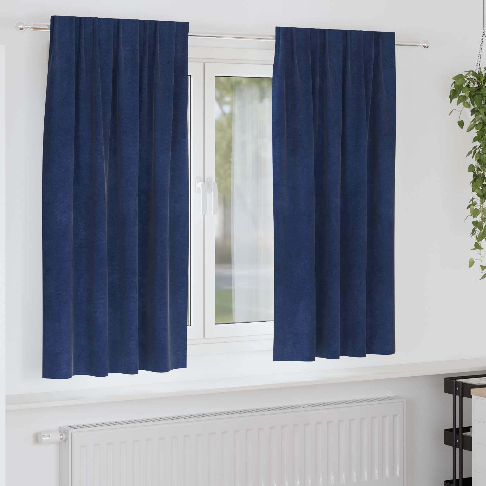 Κουρτίνες συσκότισης 2 pcs Σκούρο Μπλε 140 x 175 cm Βελούδο - Pakobazaar
