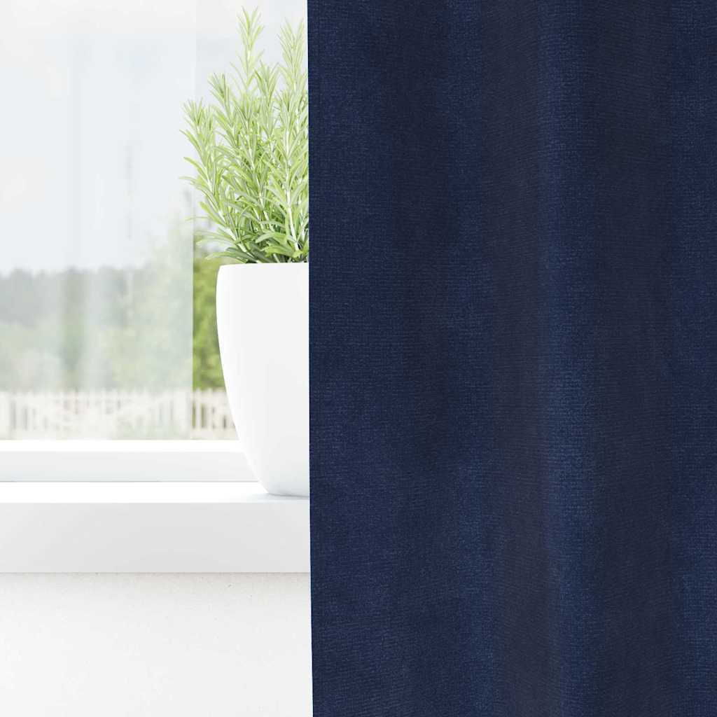 Κουρτίνες συσκότισης 2 pcs Σκούρο Μπλε 140 x 140 cm Βελούδο