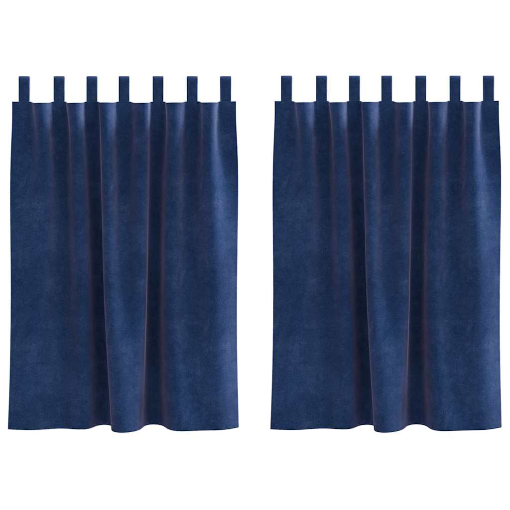 Κουρτίνες συσκότισης 2 pcs Σκούρο Μπλε 140 x 140 cm Βελούδο