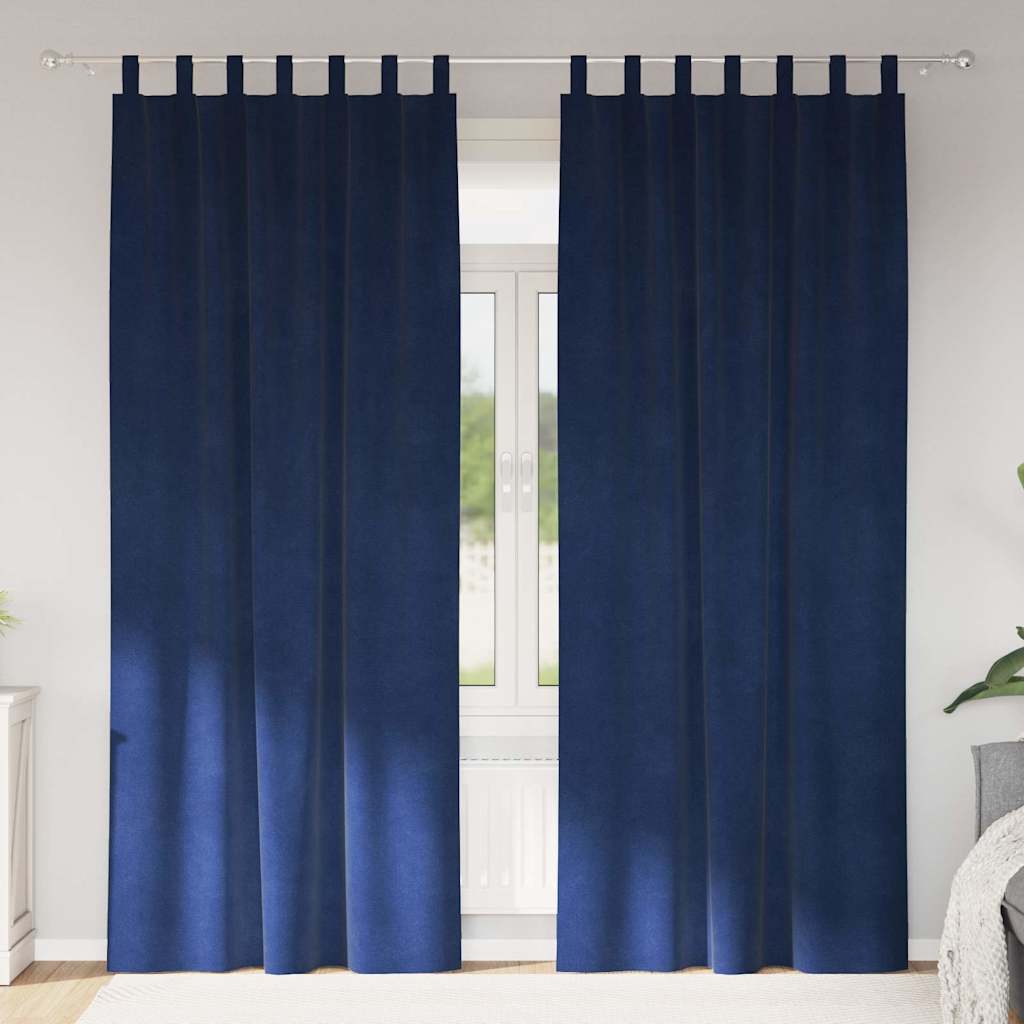 Κουρτίνες συσκότισης 2 pcs Σκούρο Μπλε 140 x 245 cm Βελούδο