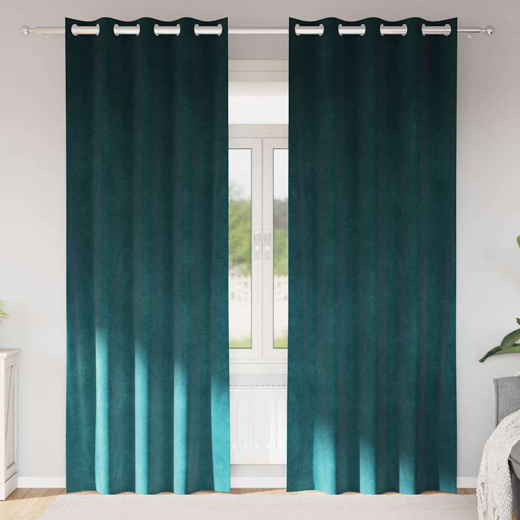 Κουρτίνες συσκότισης 2 pcs Σκούρο Πράσινο 140 x 225 cm Βελούδο